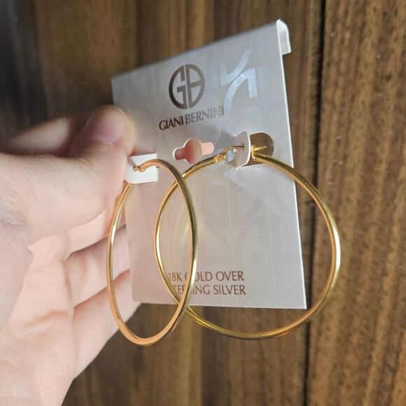 Giani Bernini Large Polished Hoop Earrings in 18k Gold Plated Sterling Silver - Picture 10 of 11